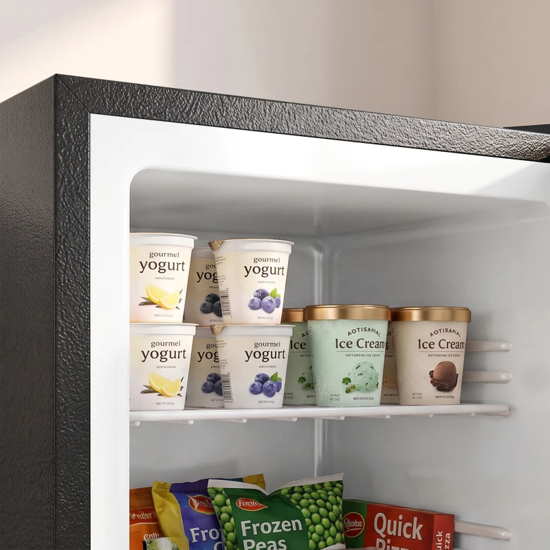 HOMCOM 60L Tabletop Mini Freezer, Countertop Small Freezer with Reversible Door, Removable Wire Shelves, Black