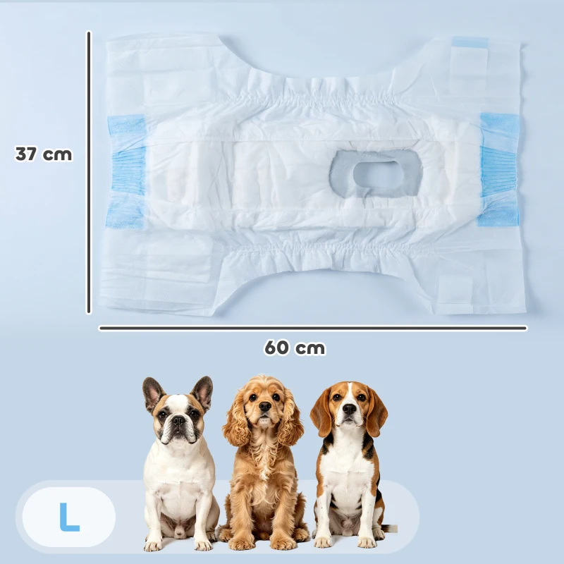 PawHut Disposable Dog Diapers Female for L Dogs Incontinence or Excitable Urination and Training 48 Count