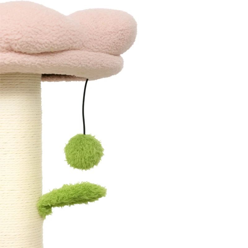 PawHut Cat Tree for Indoor Kittens, 88cm Flower Cat Tower with Condo & Bed, Scratching Post, 2 Toy Balls and 2 Crinkle Leaves