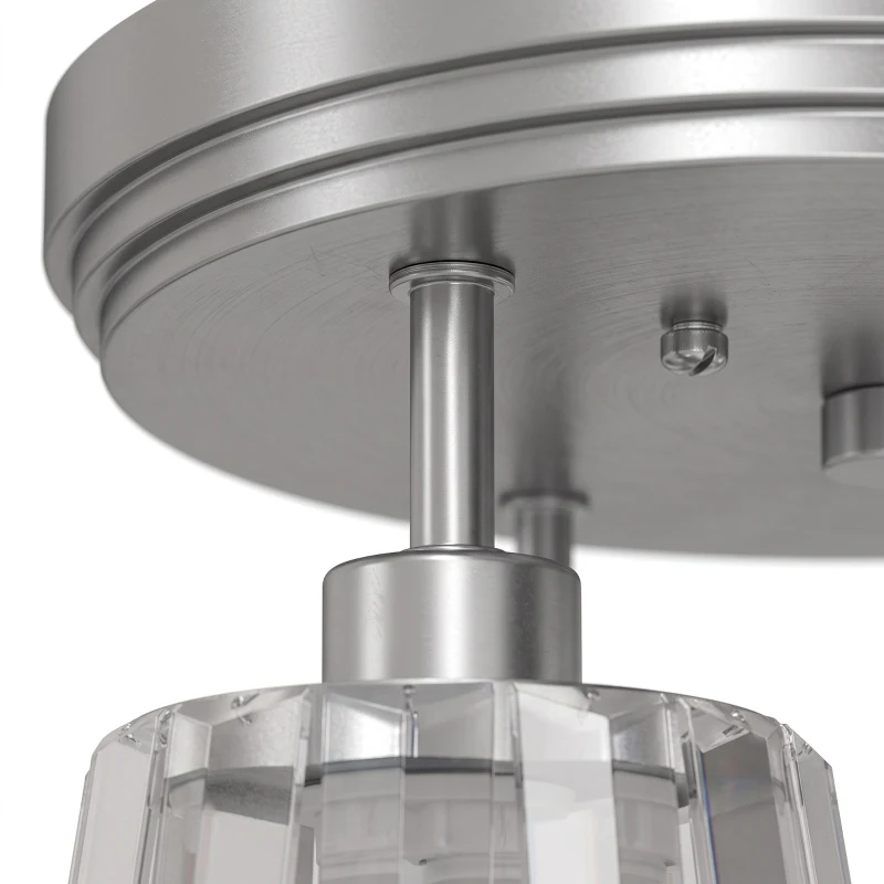 HOMCOM 3-Light Crystal Glass Ceiling Light, 40W, 3 E27 Sockets, Dual Mounting, Bulb Not Included, Silver