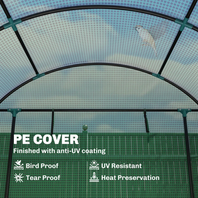Outsunny 300 x 200cm Walk-In Polytunnel Greenhouse - Green