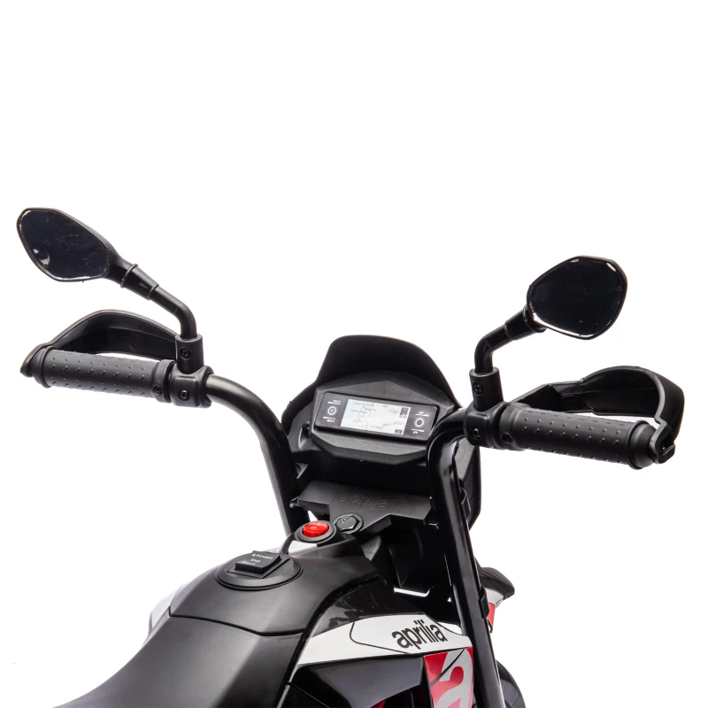 AIYAPLAY APRILIA 6V elektrische kindermotor met lithium-accu, 25W motor, 30° stuurbegrenzing en afneembare zijwieltjes