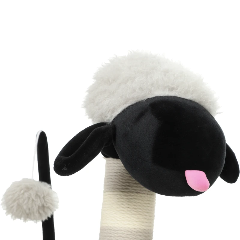 PawHut Kattenboom in schaapdesign met krabpalen, tunnel en speelgoed, 98 cm, lichtgrijs