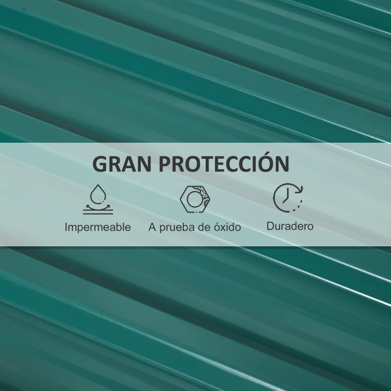Outsunny Juego de 12 Paneles para Tejado de Acero Galvanizado 7m² para Caseta de Herramientas Cobertizo 129x45cm Verde