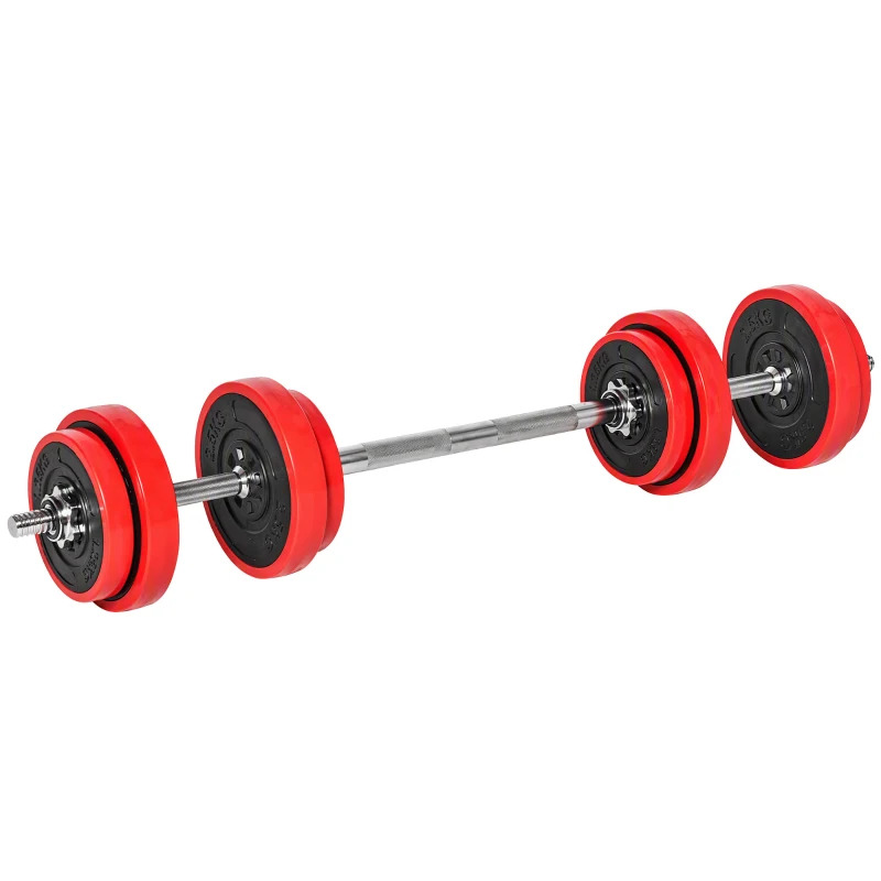 HOMCOM Haltères de 20 kg ensemble d'haltères musculation réglable avec barre d'extension pour entraînement musculaire et haltérophilie