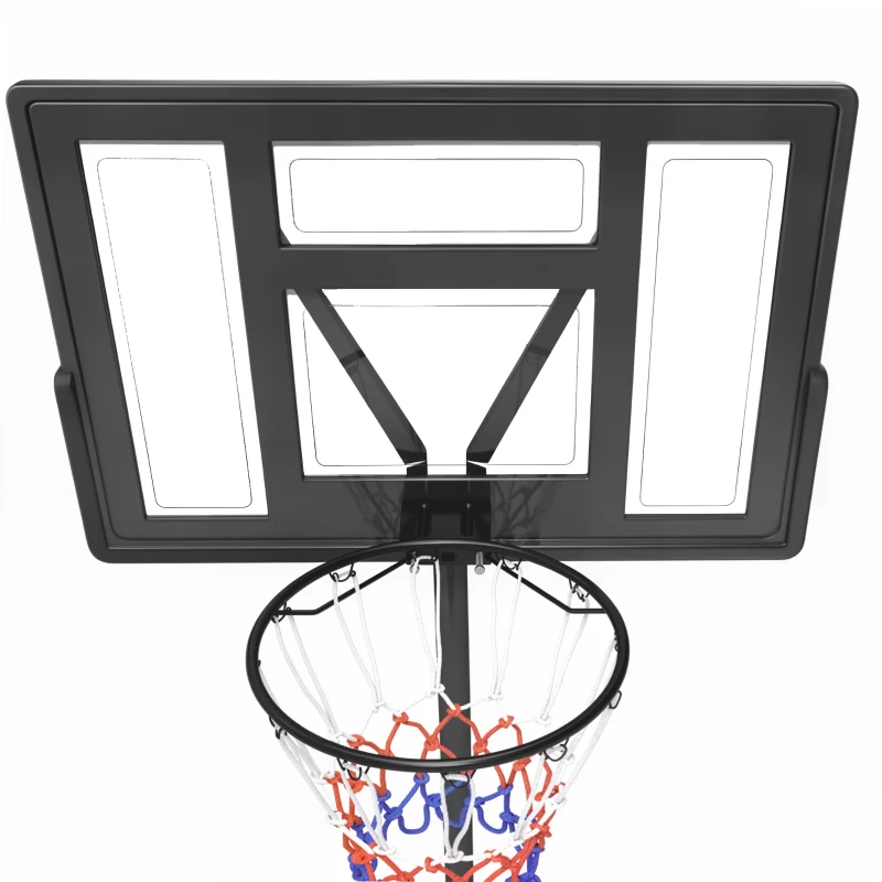 SPORTNOW Basketbalring Outdoor 135-305cm Verstelbaar Basketbalstandaard met 110x70cm Onbreekbaar Achterbord 2 Wielen