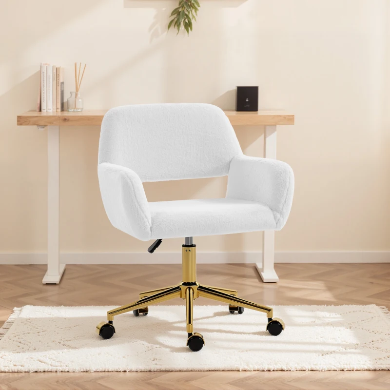 HOMCOM Faux Fur Rabbit Chair - Cream White