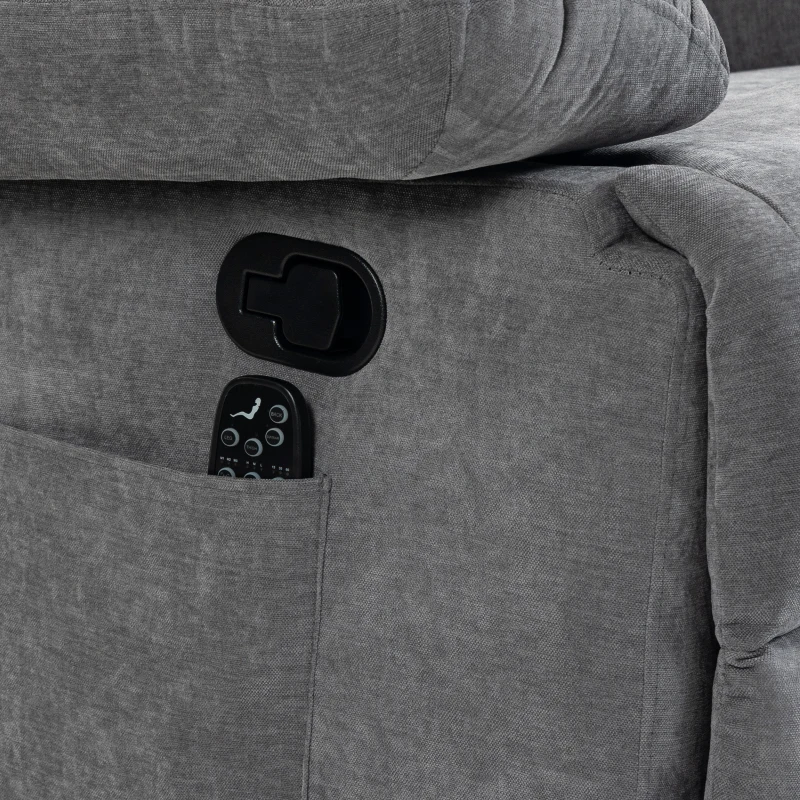 HOMCOM Vibratie-massagefauteuil met verwarmingsfunctie, comfortabele tv-fauteuil met voetsteun - grijs