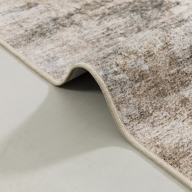 HOMCOM Woonkamerkleed van polyester met modern kunstzinnig patroon, wasbaar, bruin