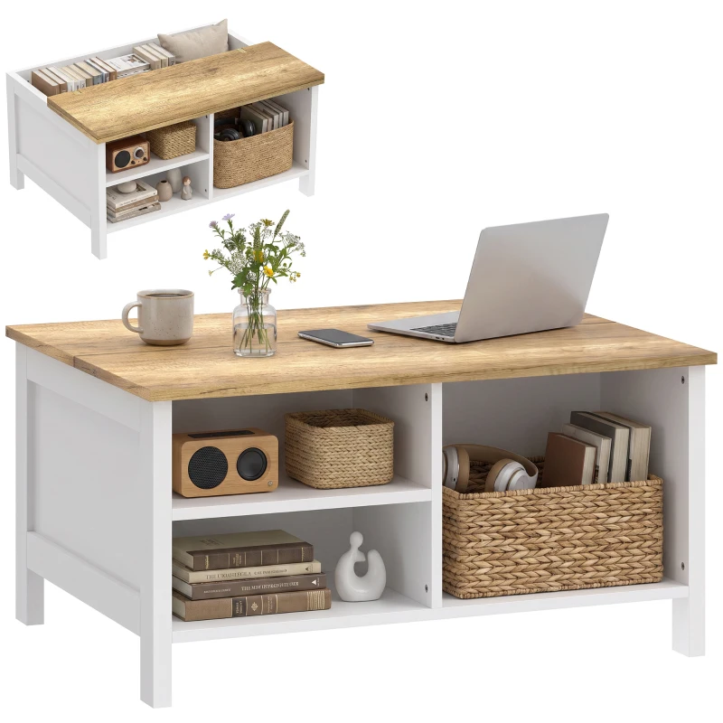 HOMCOM Ladă de Depozitare pentru Interior, 80x60x40 cm, cu Capac Rabatabil, Stil Nordic, Culoare Lemn