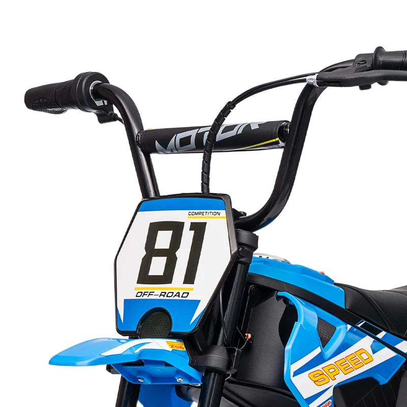 AIYAPLAY Elektrische kindermotor 24 V, kinder motocross met 250 W motor, 7 Ah accu, achtervering, schijfrem, 16 km/u, 8-12 jaar