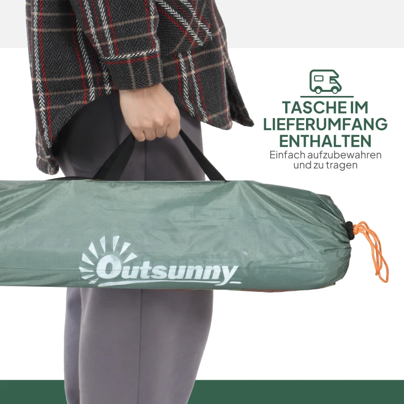 Outsunny Kuppelzelt für 2 Personen leicht, stabil wasserdicht Familienzelt mit Tür&Fenster Packtasche Haken Dunkelgrün
