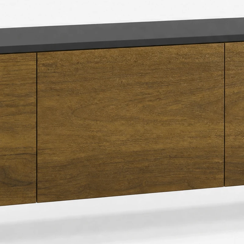 HOMCOM Meuble TV Suspendu ou sur Pied 160 cm pour Téléviseur 65 Pouces, Porte à fermeture, Passe-câbles, Noyer