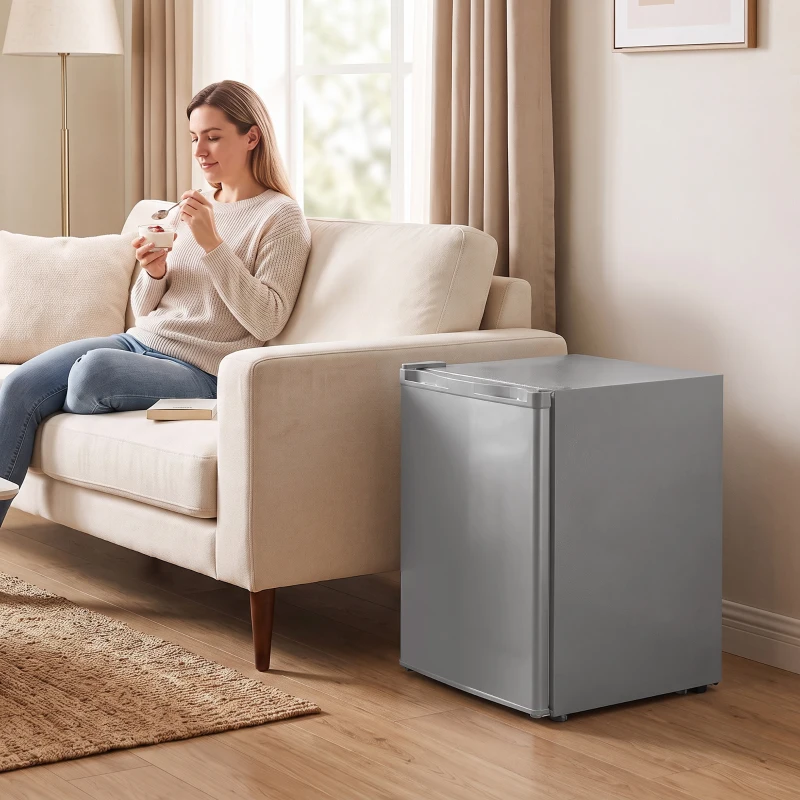HOMCOM 60L Tabletop Mini Freezer, Countertop Small Freezer with Reversible Door, Removable Wire Shelves, Grey