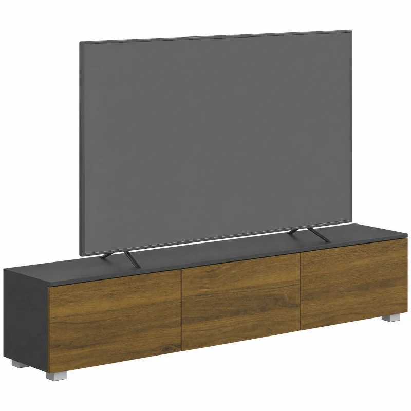 HOMCOM Meuble TV Suspendu ou sur Pied 160 cm pour Téléviseur 65 Pouces, Porte à fermeture, Passe-câbles, Noyer