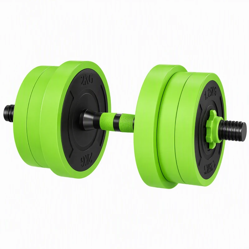 SPORTNOW 4-in-1 Halterset 20 kg - Verstelbare Dumbbell & Barbell Kettlebell Push-up Bars Groen