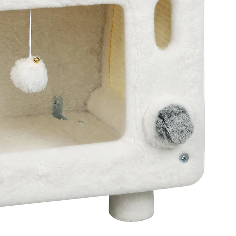PawHut Kattenhuis in tv-design met hangmat en speelbal, sisal krabmat, voor katten tot 7 kg, 50 x 33 x 42 cm