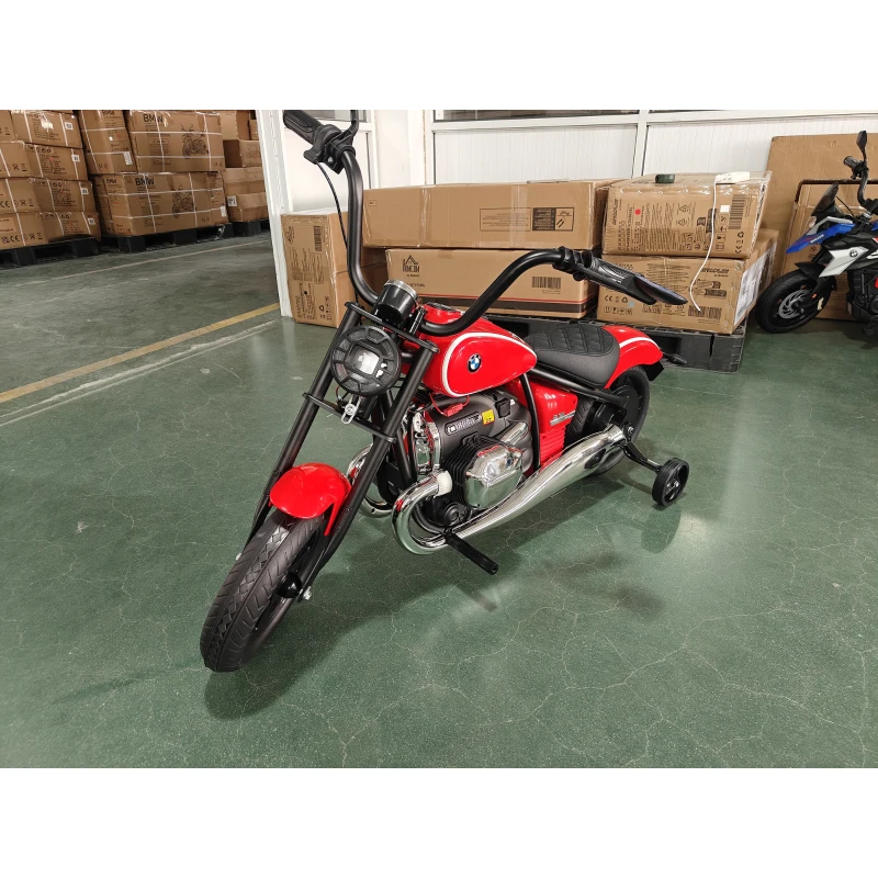 AIYAPLAY Motocicletă Electrică pentru Copii BMW R18 12V, cu Baterie Litiu, 3-8 Ani, Roți Ajutătoare Detașabile, Far, Muzică, Roșie