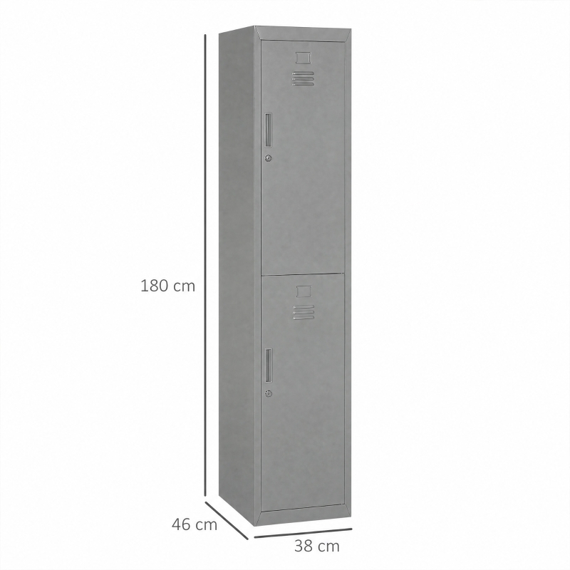 Vinsetto Armadietto 4 Ripiani 2 Porte Chiusura di Sicurezza Ufficio Garage Officina Acciaio Laminato a Freddo 38x46x180cm Grigio