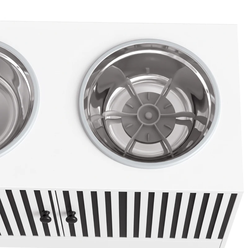 PawHut Gamelles surélevées pour chien, meuble repas avec rangement 10,6 gal, 2 gamelles inox 2,1 qt, anti-glouton, antidérapant