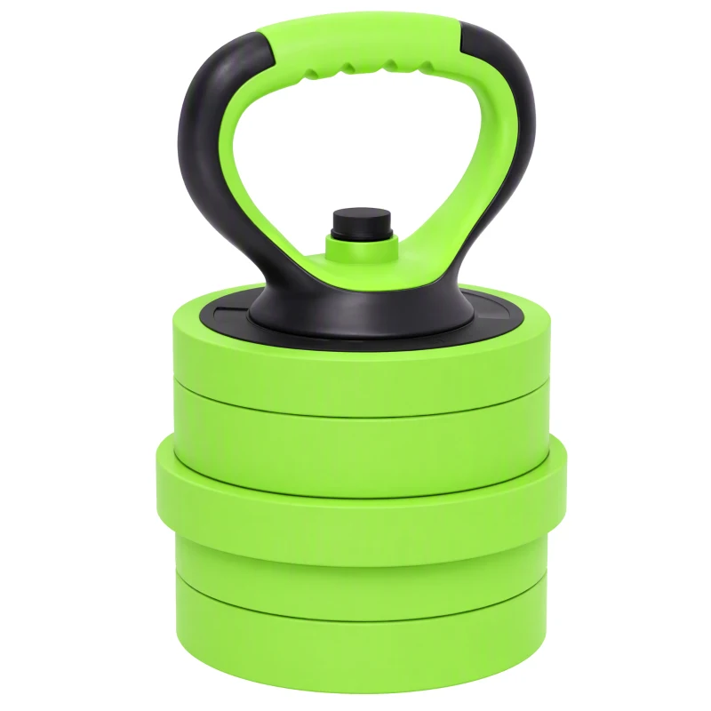 SPORTNOW 4-in-1 Halterset 20 kg - Verstelbare Dumbbell & Barbell Kettlebell Push-up Bars Groen