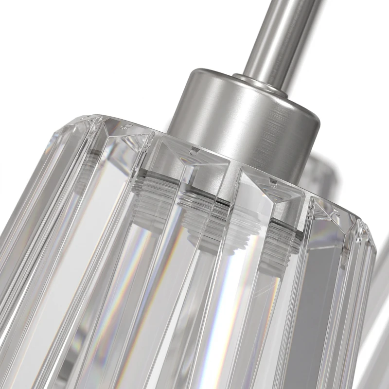 HOMCOM 3-Light Crystal Glass Ceiling Light, 40W, 3 E27 Sockets, Dual Mounting, Bulb Not Included, Silver