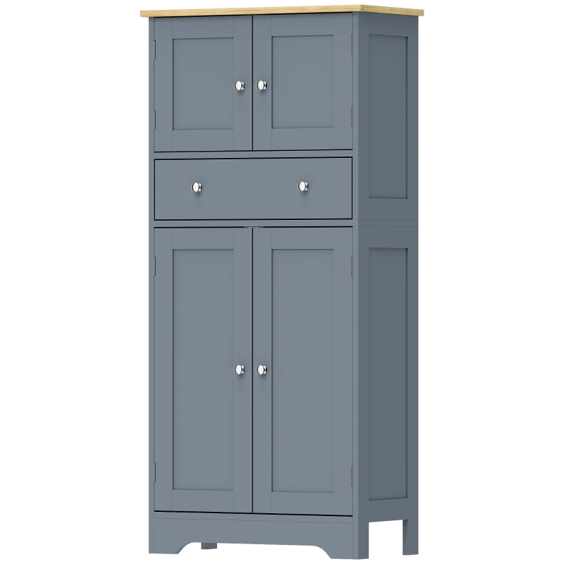HOMCOM Kitchen Cupboard, Modern Freestanding Kitchen Storage Cabinet with Doors and Shelves, Grey Blue