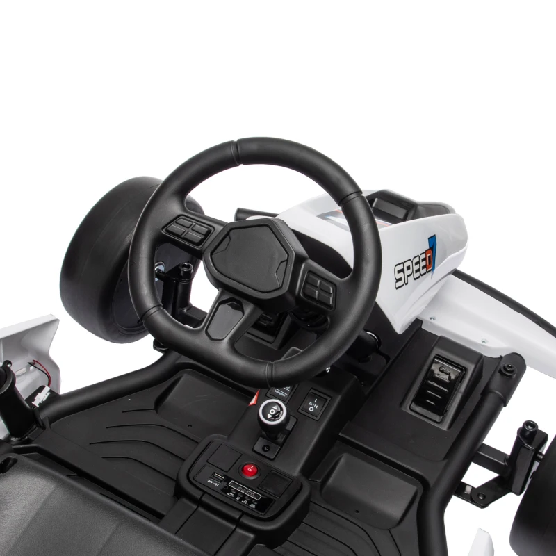 AIYAPLAY 24V Electric Drift Go Kart for Kids with Dual Motors, Soft Start, 12 KM/H High Speed, Headlight, for Ages 6-14, White