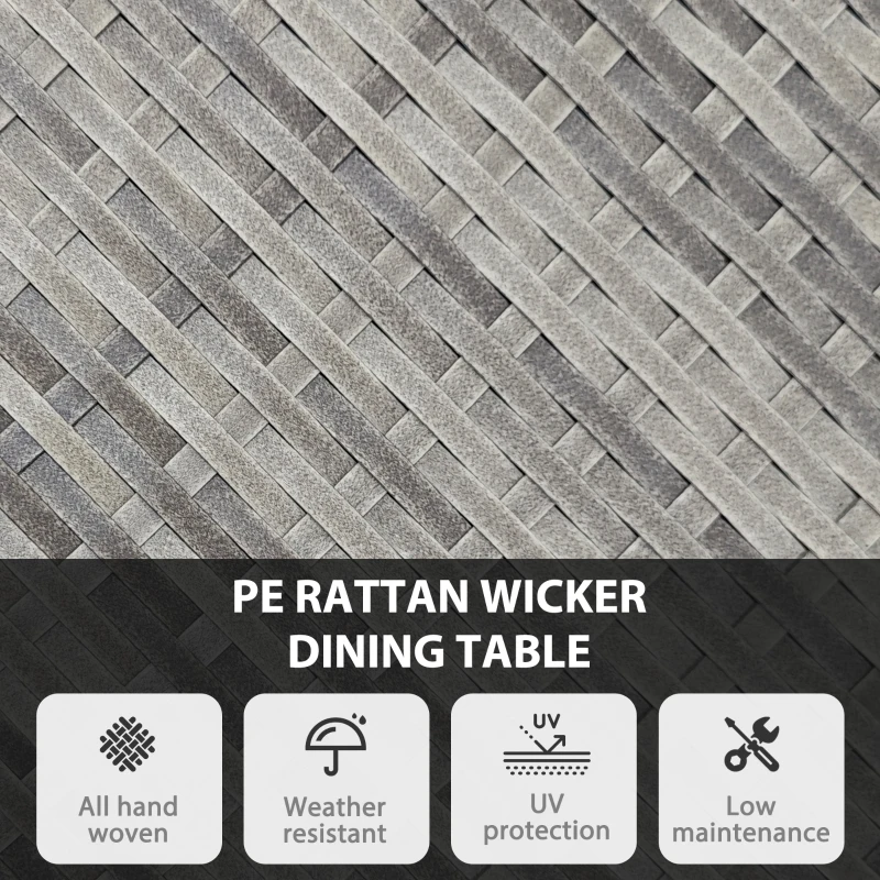Outsunny 70 cm Wood-Effect Rattan Garden Table - Natural Wood Finish