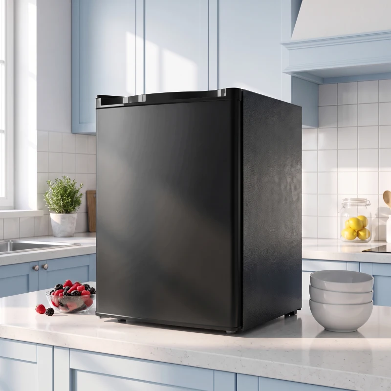 HOMCOM 60L Tabletop Mini Freezer, Countertop Small Freezer with Reversible Door, Removable Wire Shelves, Black