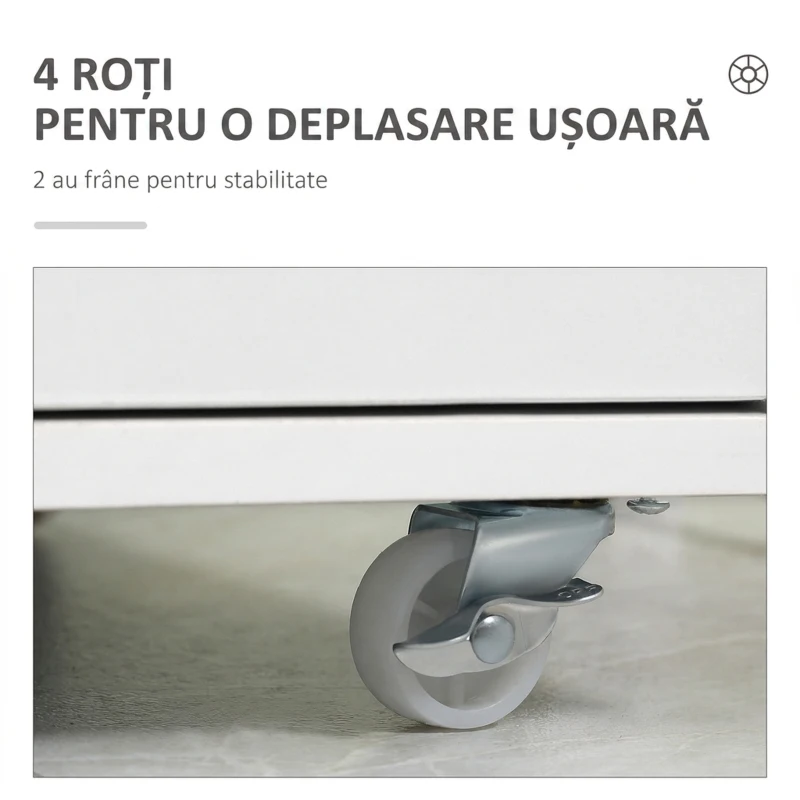 Vinsetto fișet de birou cu 7 sertare, roți cu frână, pentru documente Letter/A4/Legal, alb