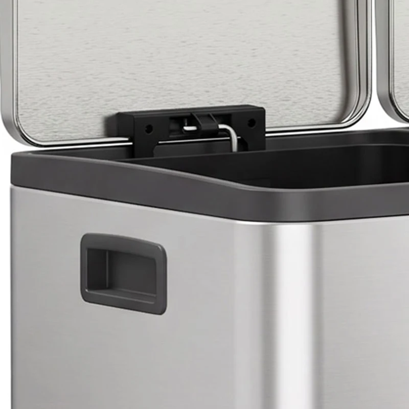 HOMCOM Poubelle à Double Compartiment 2 x 30 L, Poubelle de Cuisine à Pédale en Acier Inoxydable, Argenté
