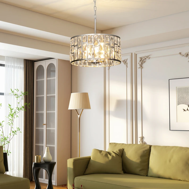 HOMCOM 72 Glass Crystallite Chandelier - Silver-Tone
