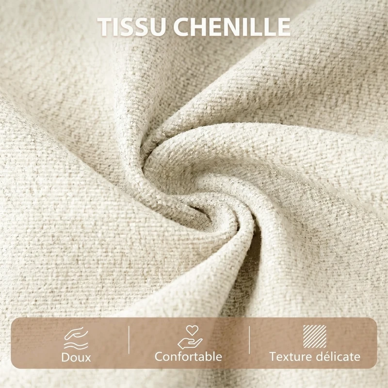 HOMCOM Canapé Convertible 2 Places 3 en 1, Canapé-Lit Clic Clac en Chenille 142 cm, Dossier Réglable, 2 Oreillers, Beige
