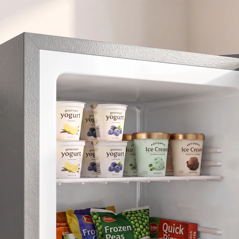 HOMCOM 60L Tabletop Mini Freezer, Countertop Small Freezer with Reversible Door, Removable Wire Shelves, Grey