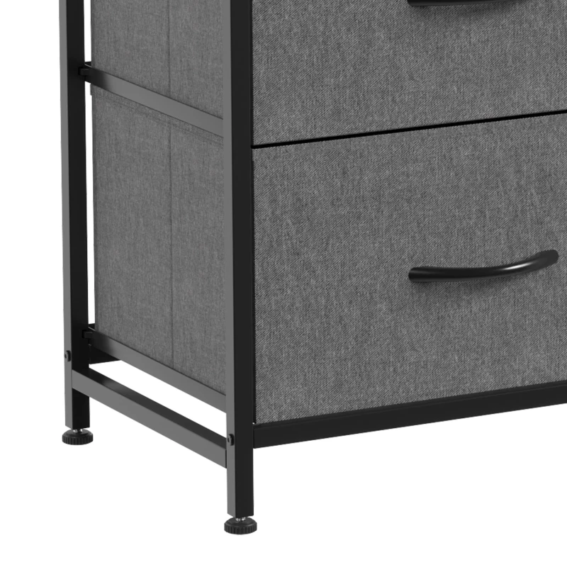HOMCOM Chest of Drawers, Dresser with 10 Fabric Drawers, Tall Storage Unit with 4 Pockets and 2 Hooks Steel Frame, Grey