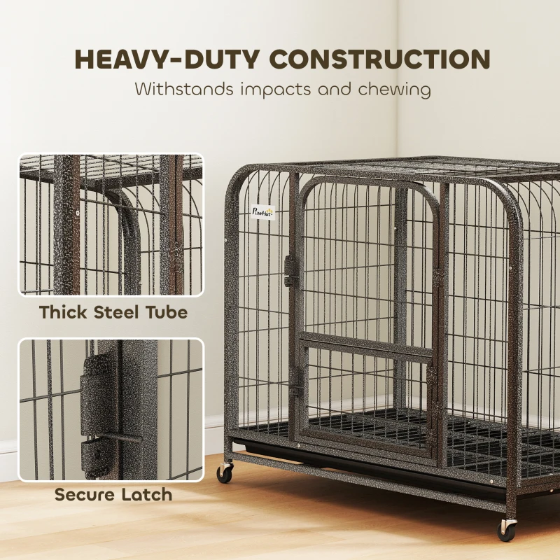 PawHut Heavy Duty Dog Crate,93 x 58 x 76 cm, Large Dog Cage for Small to Medium Breeds
