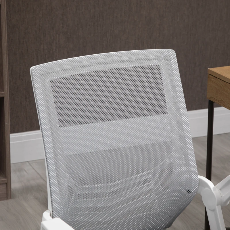 Vinsetto Silla de Oficina Ergonómica Silla de Malla con Altura Ajustable Reposabrazos Abatible Soporte Lumbar Transpirable 62,5x55x94-104 cm Gris