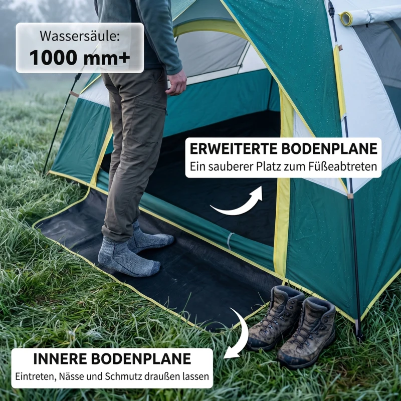 Outsunny Campingzelt für 2 Personen Pop-up Kuppelzelt mit Fenster, Packtasche, Haken, Bodenplane, Wasserabweisend Familienzelt mit 1000mm Wassersäule Zelt für Camping Reise Trekking Garten
