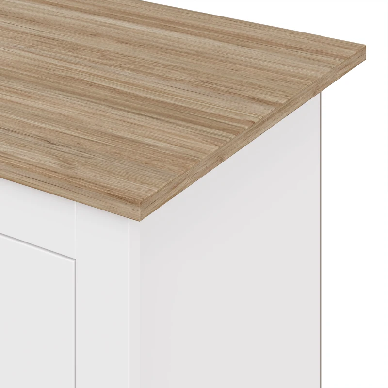 HOMCOM Meuble TV 175 cm, Meuble Télé pour Téléviseur jusqu'à 55 Pouces avec 2 Portes et 4 Compartiments Ouverts, Chêne et Blanc
