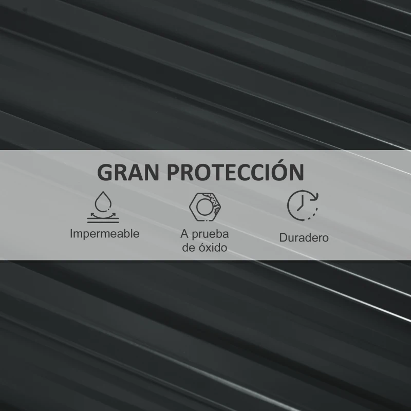 Outsunny Juego de 12 Paneles para Tejado de Acero Galvanizado 7m² para Caseta de Herramientas Cobertizo 129x45cm Gris Oscuro