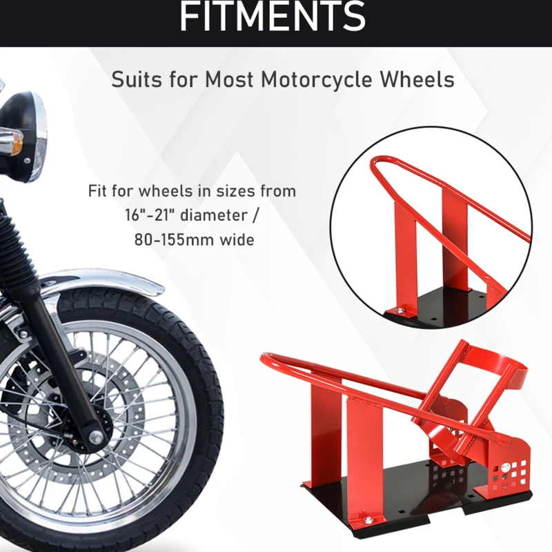 HOMCOM Motorcycle Wheel Chock 8-15.5 cm Metal Motorbike Holder Pre-Drilled Holes For Truck And Trailer