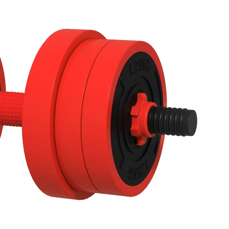 SPORTNOW Kit haltères musculation, haltères réglables 4 en 1, 20 kg, avec disques et barres, équipement de gym à domicile, rouge