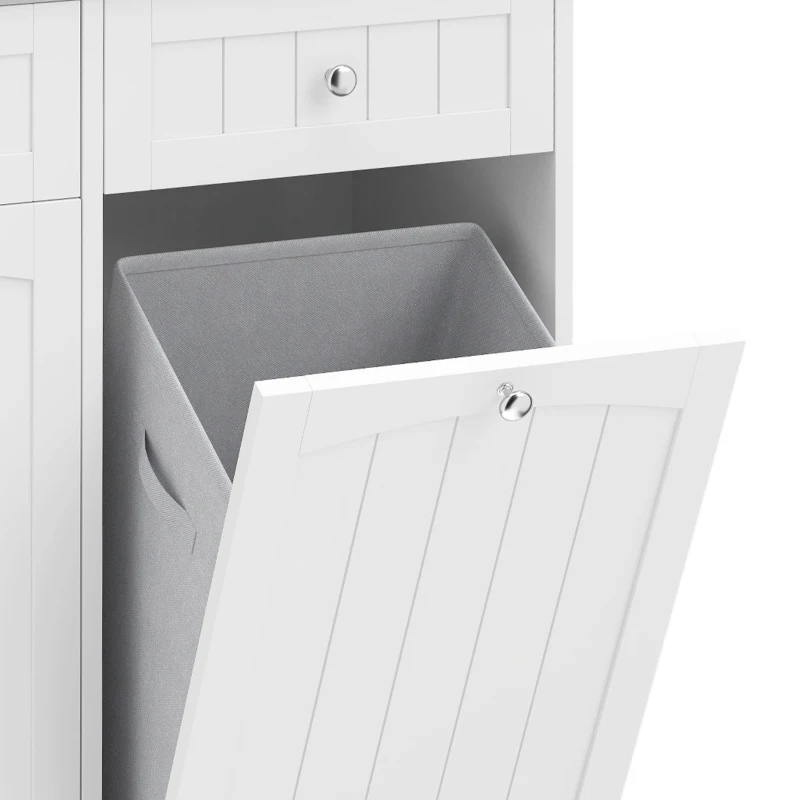 HOMCOM Vrijstaande smalle badkamerkast met lades en wasmand, 78 x 38 x 90 cm, wit