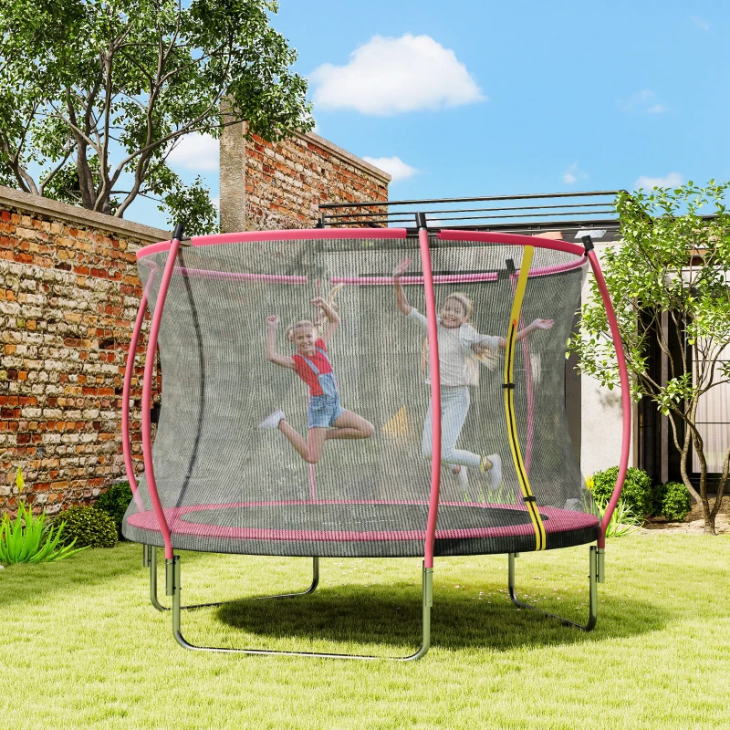 SPORTNOW 10ft Outdoor Trampoline with Enclosure Net, Spring Cover, Pink