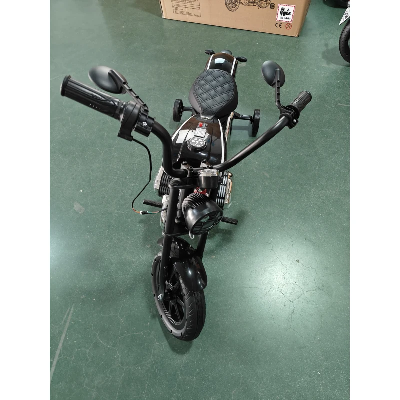 AIYAPLAY Motocicletă electrică pentru copii BMW R18 12V, baterie litiu, roți ajutătoare detașabile, far, muzică, negru