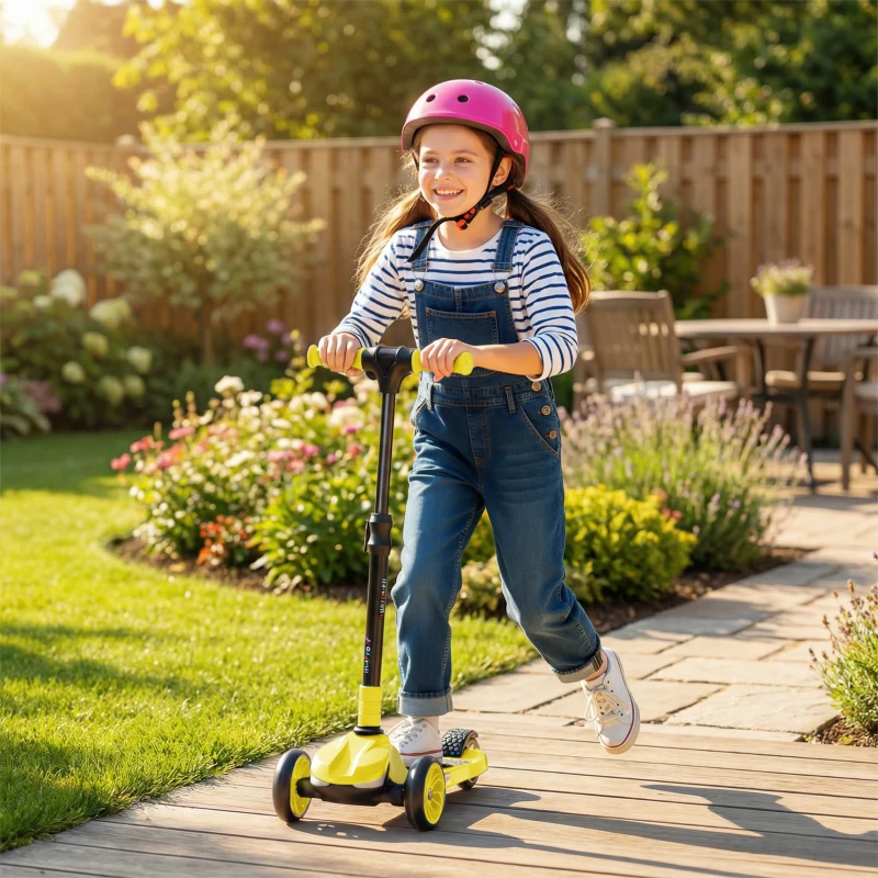 AIYAPLAY Three-Wheel Foldable Electric Scooter for Kids Aged 6-10 Years, Yellow