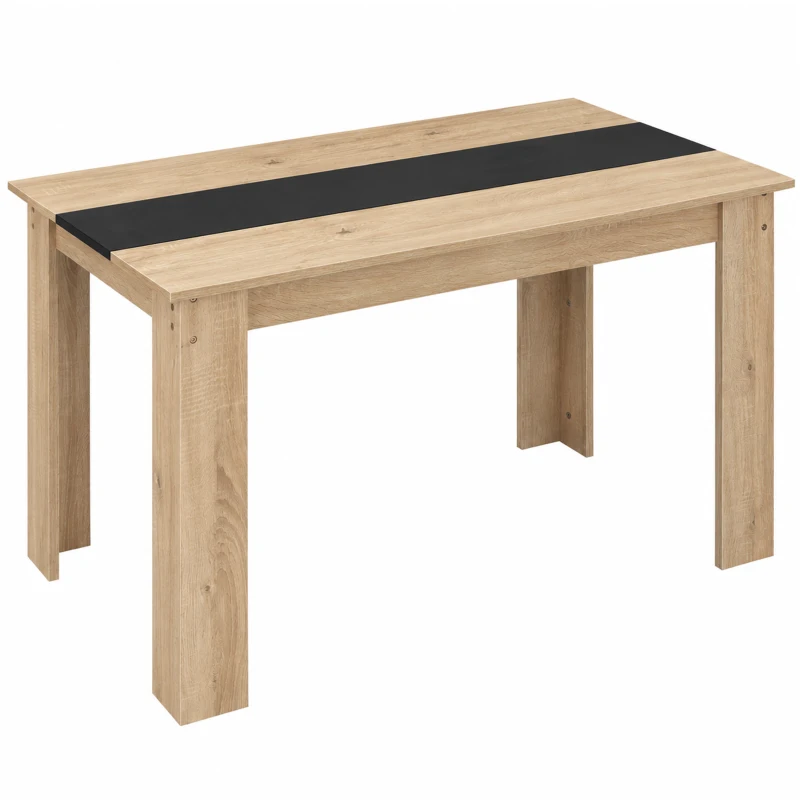 HOMCOM Masă de sufragerie modernă din lemn pentru 4-6 persoane, 120x69x75cm, culoare negru și lemn