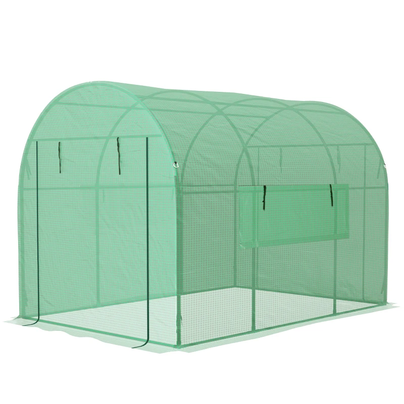 Outsunny 300 x 200cm Walk-In Polytunnel Greenhouse - Green