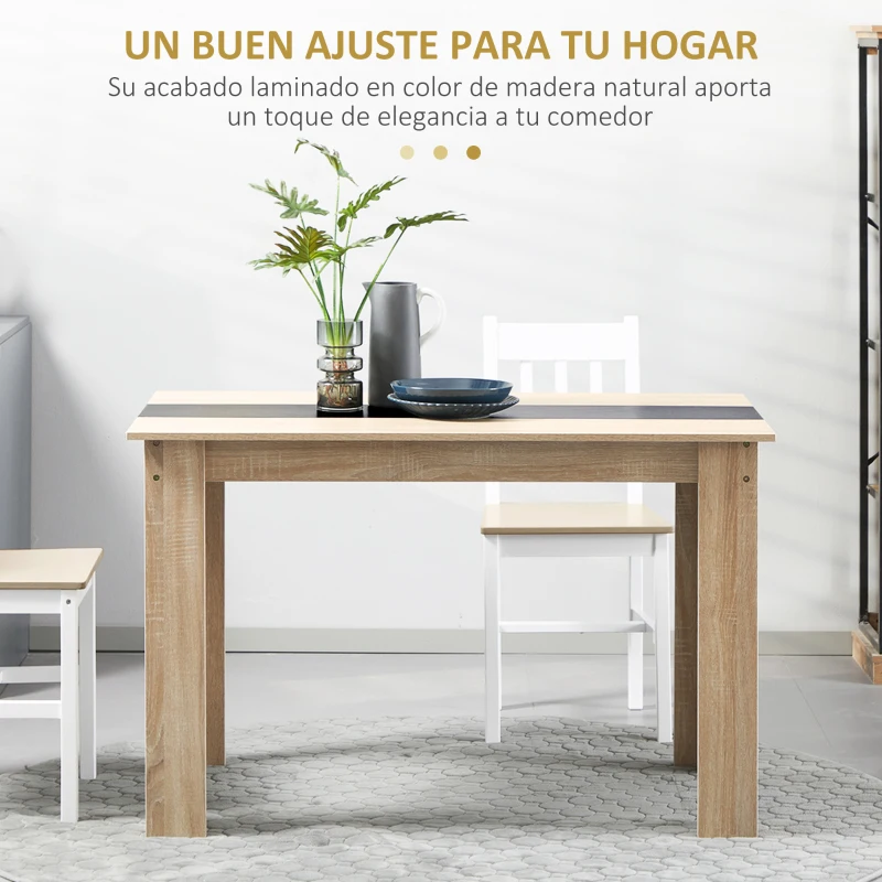 HOMCOM Mesa de Comedor para 4-6 Personas Mesa de Cocina Rectangular Estilo Moderno 120x69x75 cm Roble y Negro